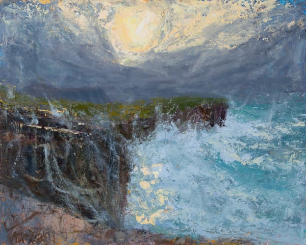 Allan MacDonald all whipped up, Yesnaby, 2022 oil on board 61cm x 76cm (71cm x 85cm framed)