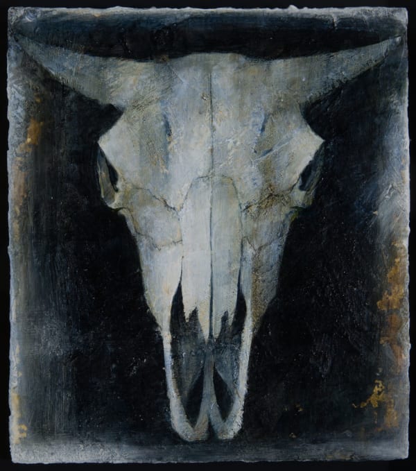Peter White Skull 9 acrylic and wax 23cm x 20cm