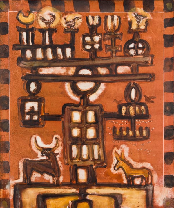 Nicola Moss Reforester, 2024 egg tempera with shellac 12" x 10"