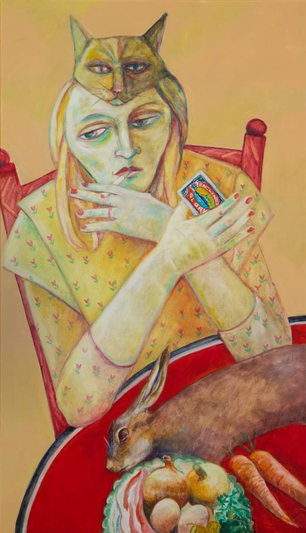 Joyce W Cairns Plat du Jour oil on panel 90 x 53 cm 35 3/8 x 20 7/8 in