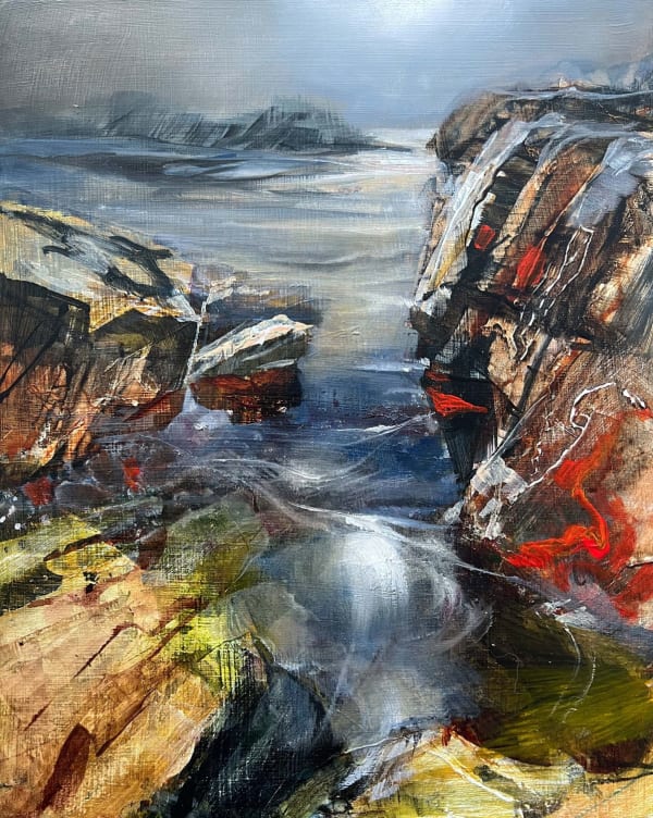 Beth Robertson Fiddes Gentle TIde, 2024 mixed media on board 12" x 10"