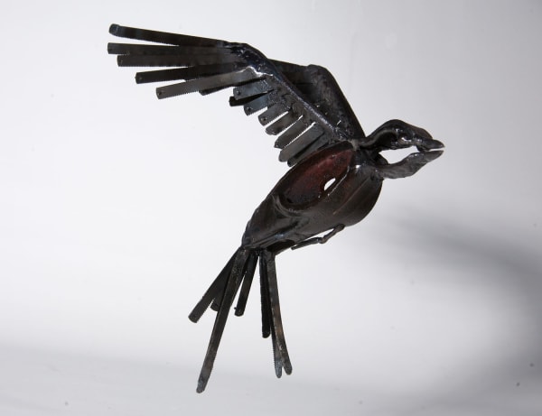 Helen Denerley Cross-tail Bird II scrap metal 21cm x 21cm x 9cm
