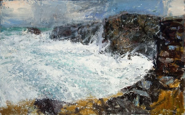 Allan MacDonald on the edge, Esheness oil on board 54cm x 88cm
