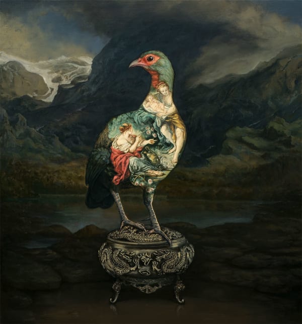 Carolynda Macdonald Guardian of Secrets, 2024 oil on linen 60cm x 56cm (77cm x 73cm framed)