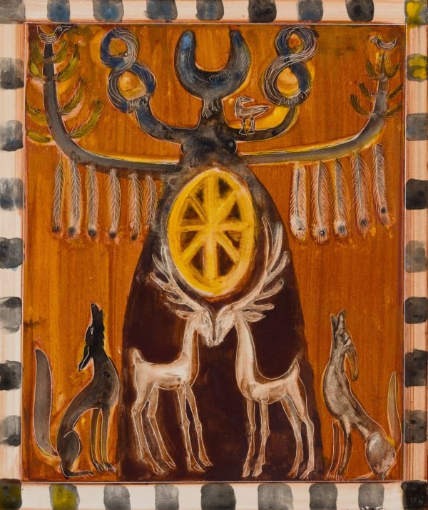 Nicola Moss Mistress, 2024 egg tempera with shellac 12" x 10"