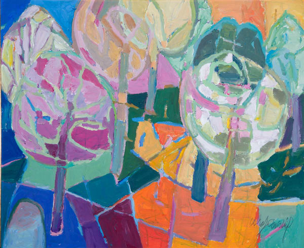 Catherine Imhof-Cardinal The Orchard, 2018 oil on board 53cm x 64cm