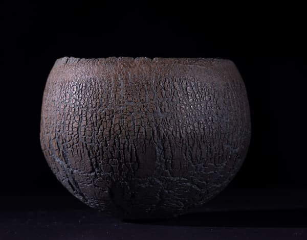 Patricia Shone Township bowl Kirkibost - cracked texture, 2023 raku 9cm (h) x 10cm x 10cm