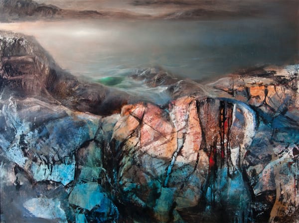 Beth Robertson Fiddes Over the Rocks Clashnessie mixed media 92cm x 122cm