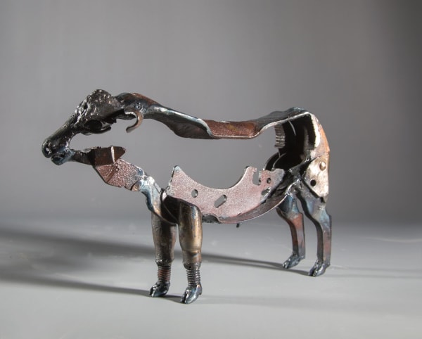 Helen Denerley miniature bull, 2019 scrap metal 16cm (h) x 28cm x 7cm