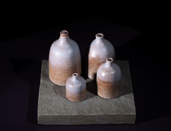 Allison Weightman The Crags (grey) , 2025 ceramic on slate base 14cm (h) base 15cm x 17cm