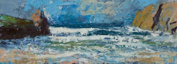 Allan MacDonald wave upon wave, Dalbeag oil on canvas 27.5cm x 76cm
