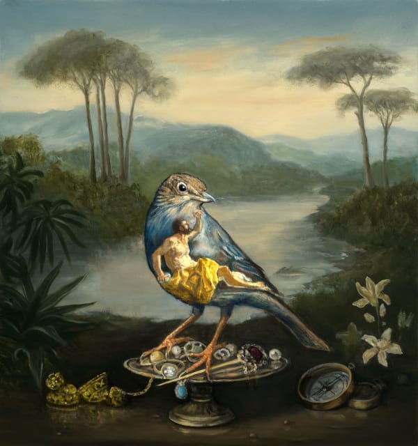 Carolynda Macdonald Stowaway, 2025 oil on board 32cm x 30cm