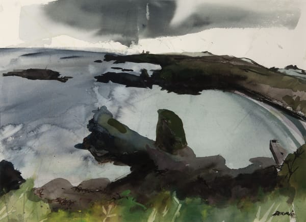 Kate Downie RSA Catterline Bay watercolour 56cm x 76cm