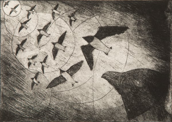 Paul Bloomer Night Flight, 2019 etching 21cm x 15cm Edition of 50 plus 1 artist's proof