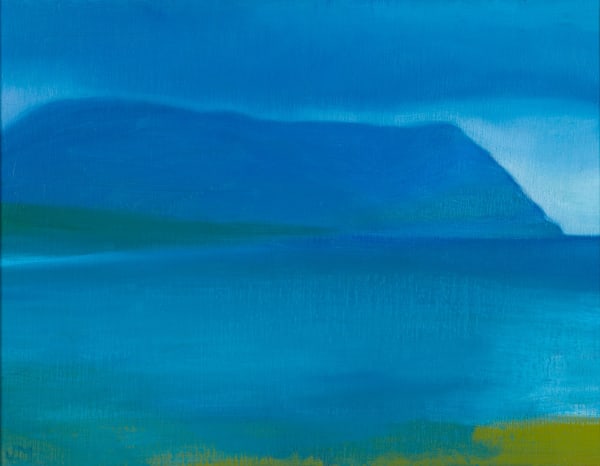 Peter Davis RSW Hoy Sound, study with turquoise, 2024 oil on board 16cm x 21cm (18.5cm x 23.5cm framed)