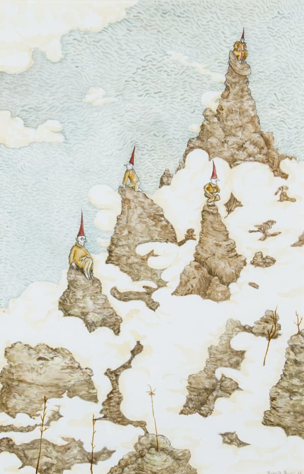 Robert Powell The Peaks, 2022 acrylic and watercoloiur 38cm x 24cm (37cm x 52cm framed)