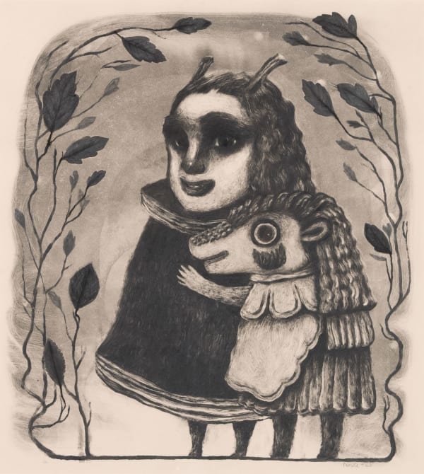 Pamela Tait Holding on, 2025 monotype 40cm x 36cm (58cm x 53cm framed)