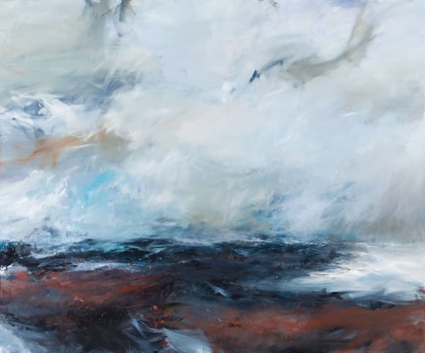 Janette Kerr Oxna Field to Whaal Voe, Brindister, 2023 oil on canvas 150cm x 180cm (156cm x 186cm framed)