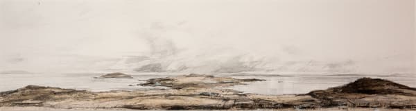 Sarah Carrington View from Creag Bhan, Isle of Gigha pencil and handmade paper 22cm x 59cm