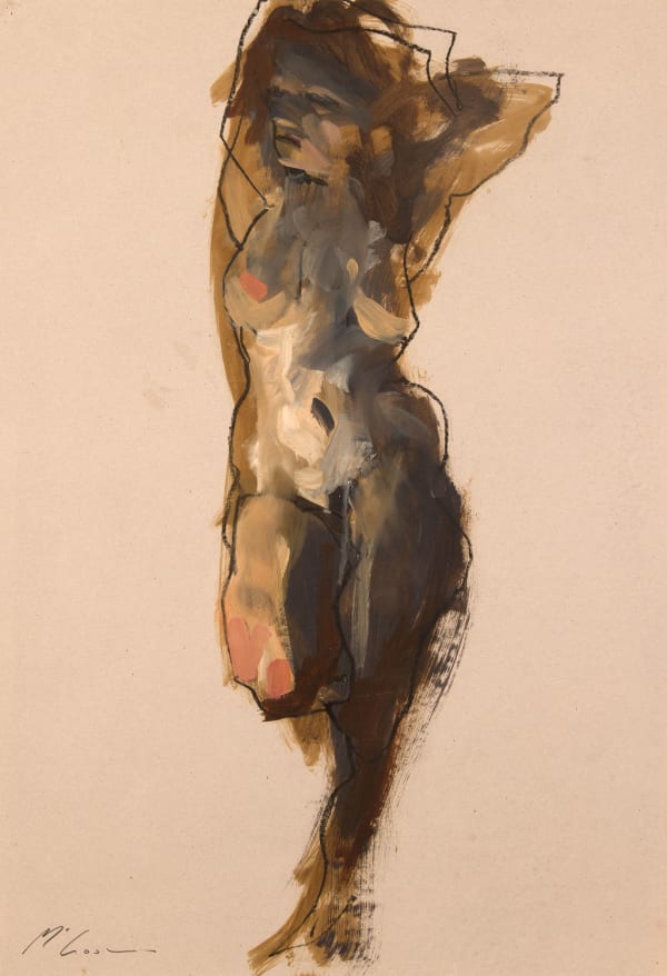Alan McGowan Standing Figure in an uplight, 2019 oil on paper 57cm x 42cm