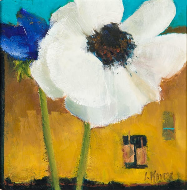 Liz Knox Anemones with Earings, 2020 oil on linen 20cm x 20cm 8 x 8 in