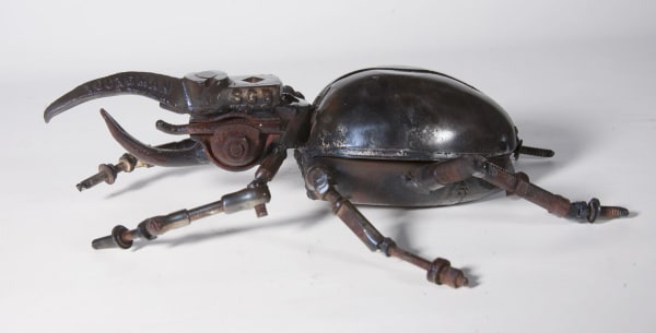 Helen Denerley Rhinoceros Beetle ii scrap metal 37cm long