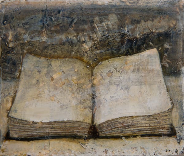 Peter White Book 1 acrylic and wax 9cm x 10cm