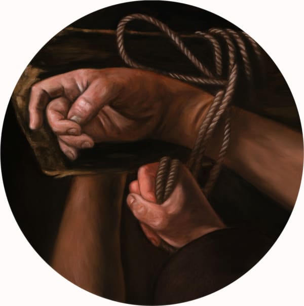 Rory Macdonald The Reckoning, 2024 oil on linen 30cm diamter