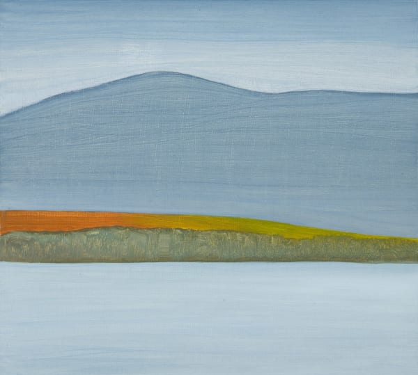 Jane MacNeill Distant Hoy across Flotta, 2022 oil on board 25cm x 28cm (29cm x 32cm framed)