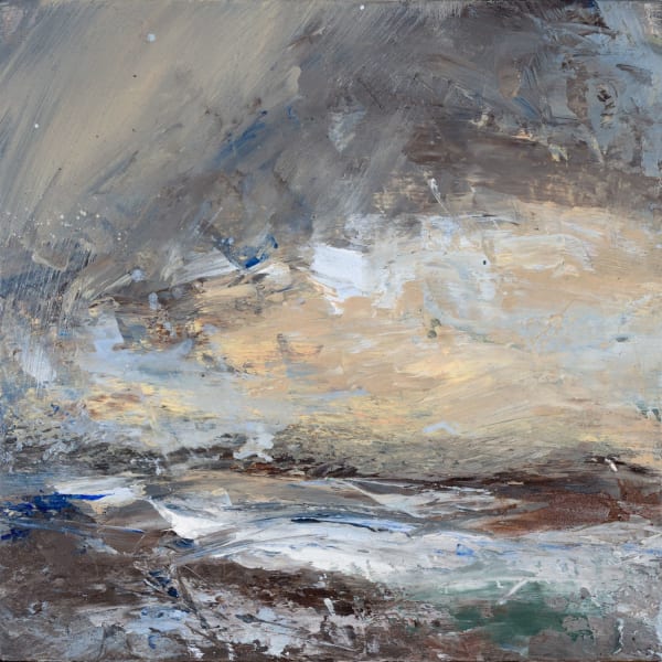 Janette Kerr Drittsleng o da sea, Voe of Dale, 2025 oil on gesso 25cm x 25cm (38cm x 38cm framed)