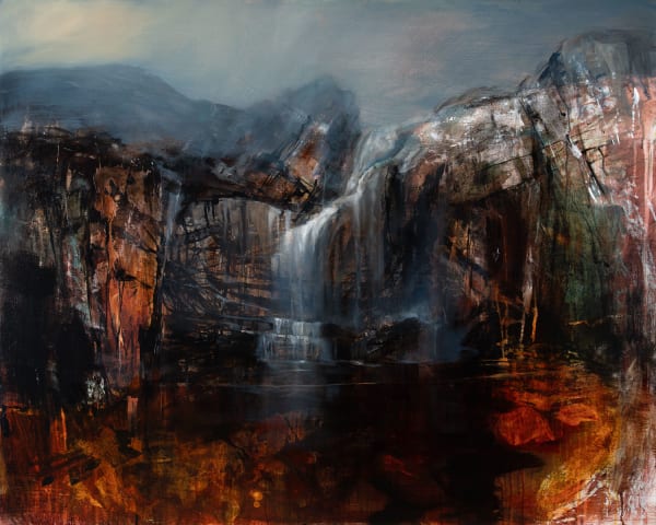 Beth Robertson Fiddes Wailing Widow Falls, 2022 mixed media 98cm x 121cm (119cm x 144cm framed)