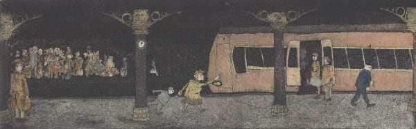 Robert Powell The Poetics of Departure, 2019 etching and watercolour 9cm x 27cm VE 1/10