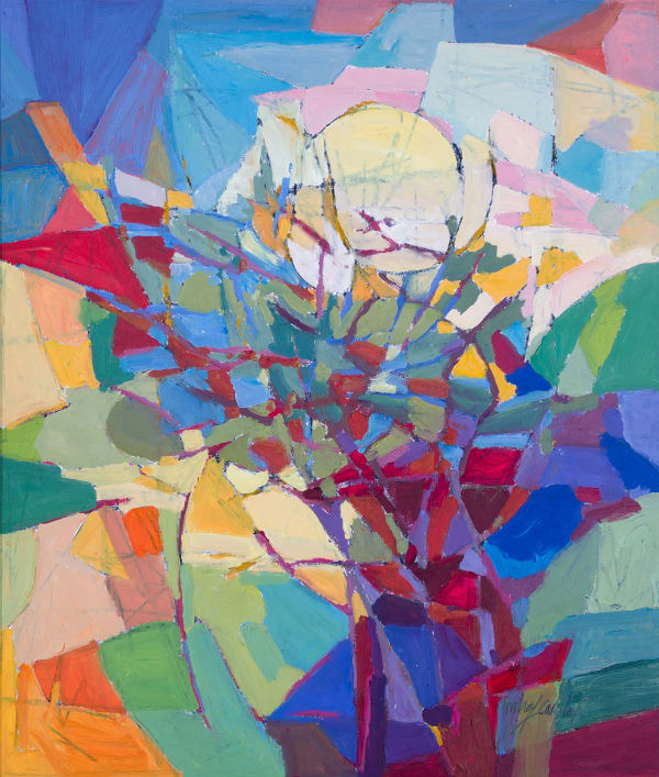 Catherine Imhof-Cardinal Tree Rise, 2018 oil on board 66cm x 57cm