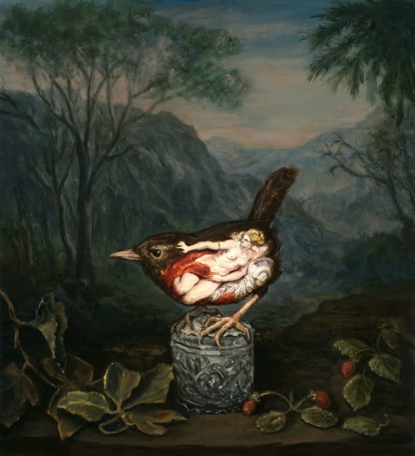 Carolynda Macdonald Fortress of Shadows, 2024 oil on board 25cm x 23cm (42cm x 40cm framed)