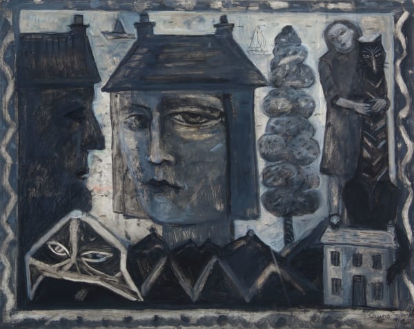 Joyce W Cairns Houses by the Tay oil on paper 41cm x 51cm