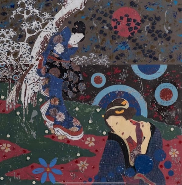 Colin Brown Blossoms, 2025 collage and mixed media 60cm x 60cm