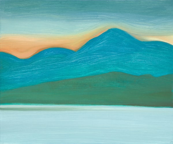 Jane MacNeill Tiorga Mòr, twilight, study, 2022 oil on board 26cm x 31cm (30cm x 35cm framed)