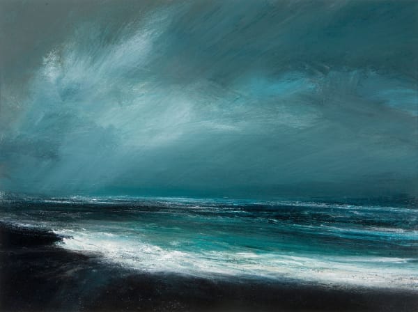 Ruth Brownlee Fleeting Light over the North Sea mixed media 41cm x 55cm