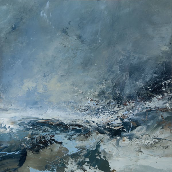 Janette Kerr Hurricane Abigail I - Scatness oil on board 41cm x 41cm