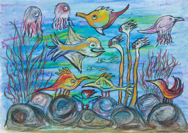 Lotte Glob Midsummer Dreams, 2022 mixed media 41cm x 58cm (47.5cm x 64cm framed)