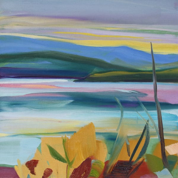 Shona Barr Peaceful Loch oil on canvas 40.6 x 40.6 cm 16 x 16 in