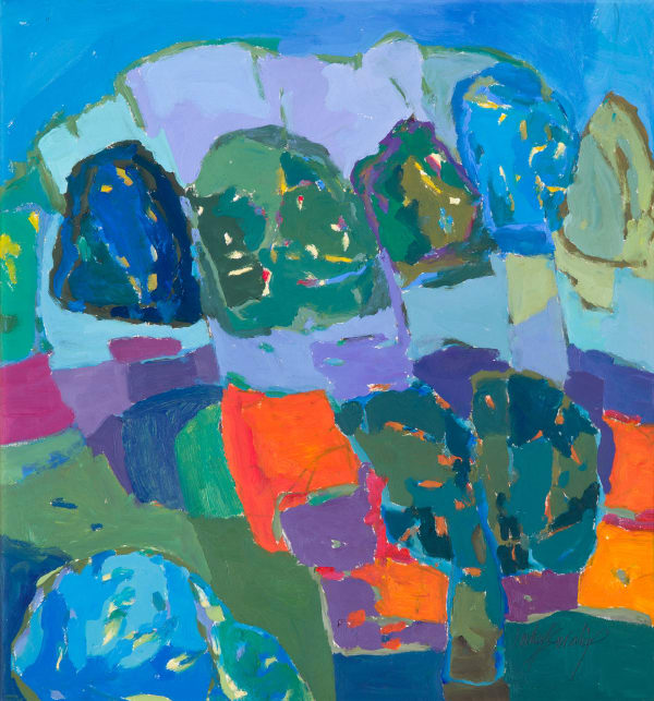 Catherine Imhof-Cardinal Trees at Night, 2018 oil on board 54cm x 52cm