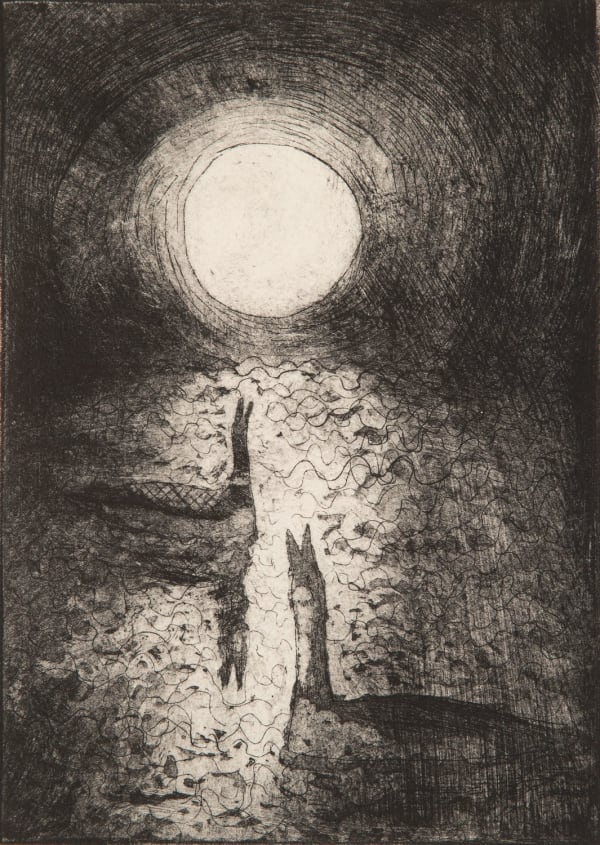 Paul Bloomer Night Call , 2019 etching 21cm x 15cm Edition of 50