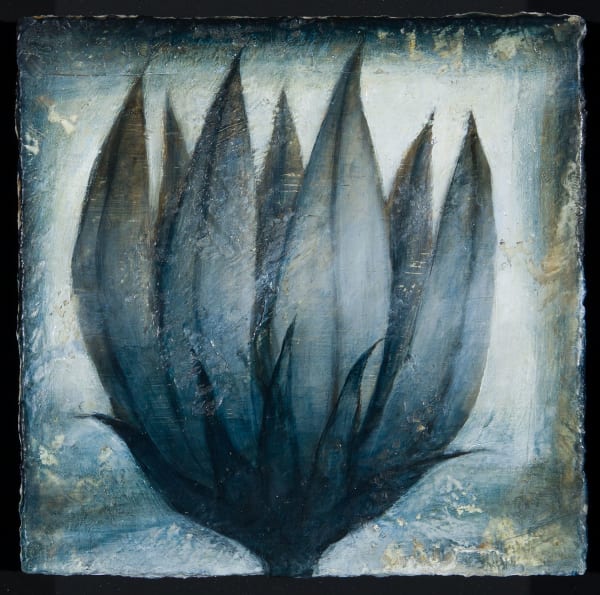 Peter White Flower ii, 2023 acrylic and wax 12cm x 12cm (19.5cm x 19.5cm framed)