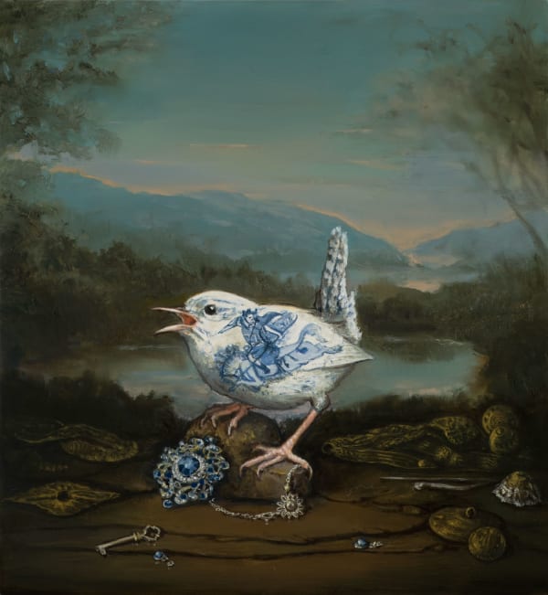 Carolynda Macdonald Hoardguard, 2024 oil on board 25cm x 23cm (42cm x 40cm framed)