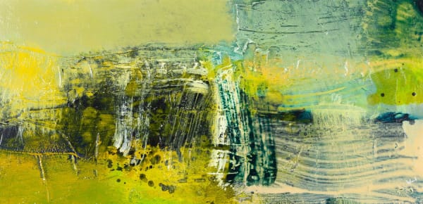 Christopher Wood RSW Through the Air to the Sea, 2025 acrylic and mixed media on panel 30cm x 61cm (50cm x 81cm framed)