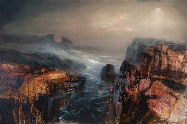 Beth Robertson Fiddes Sheltering, Clachtoll, 2022 mixed media 81cm x 121cm