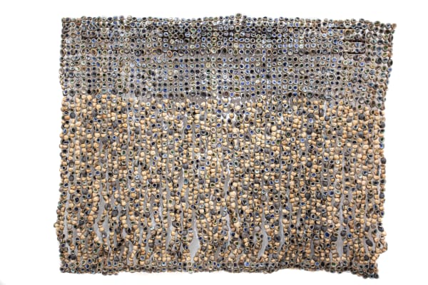 Ozioma Onuzulike, August Meeting I (26kg 3,050-piece ceramic palm kernel shell bead amour), 2021