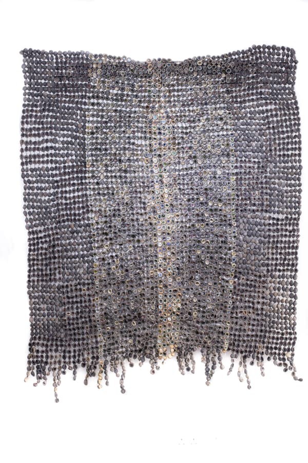 Ozioma Onuzulike, Royal Amour for the Giant of Africa (30kg 4,016-piece ceramic palm kernel shell bead amour), 2021