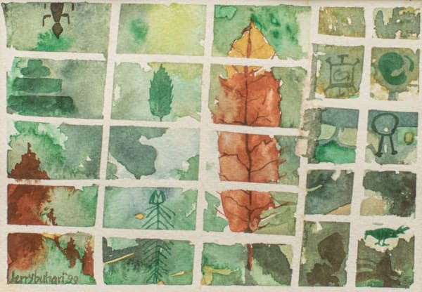 Jerry Buhari, Dry leaf in green, 1999